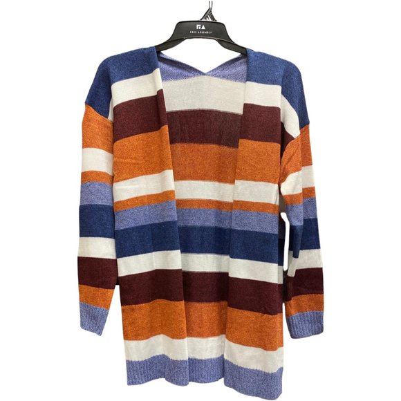 Women's Rainbow Colorblock Open Front Knitwear Oversized Comfy Cardigan Sweater - Picture 2 of 4